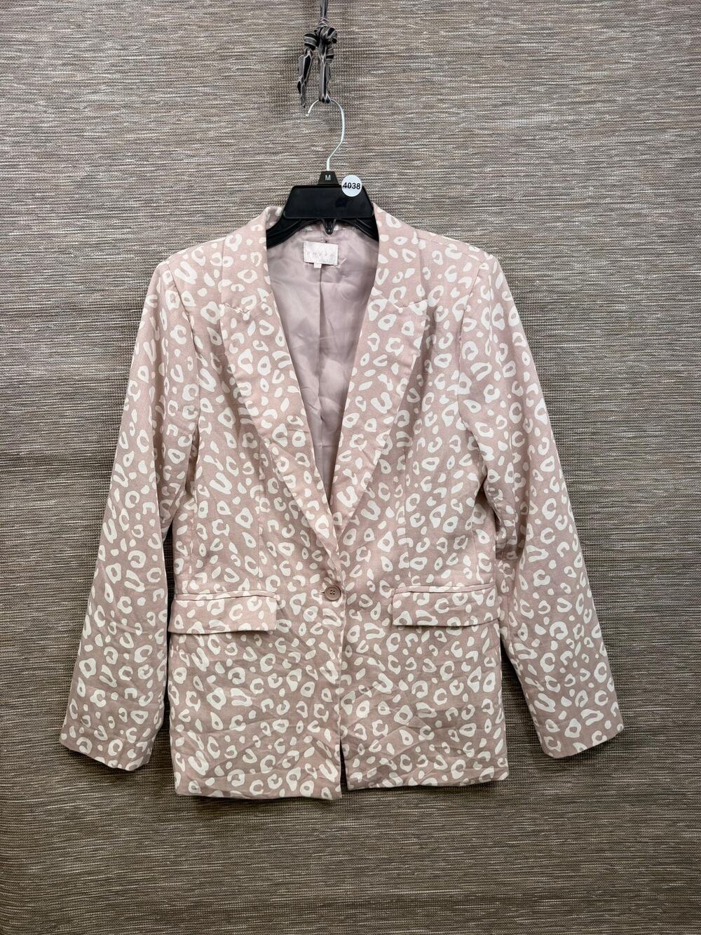 Entro Blazer Jacket Womens M Pink Animal Print One Button Lined Tailored Career
